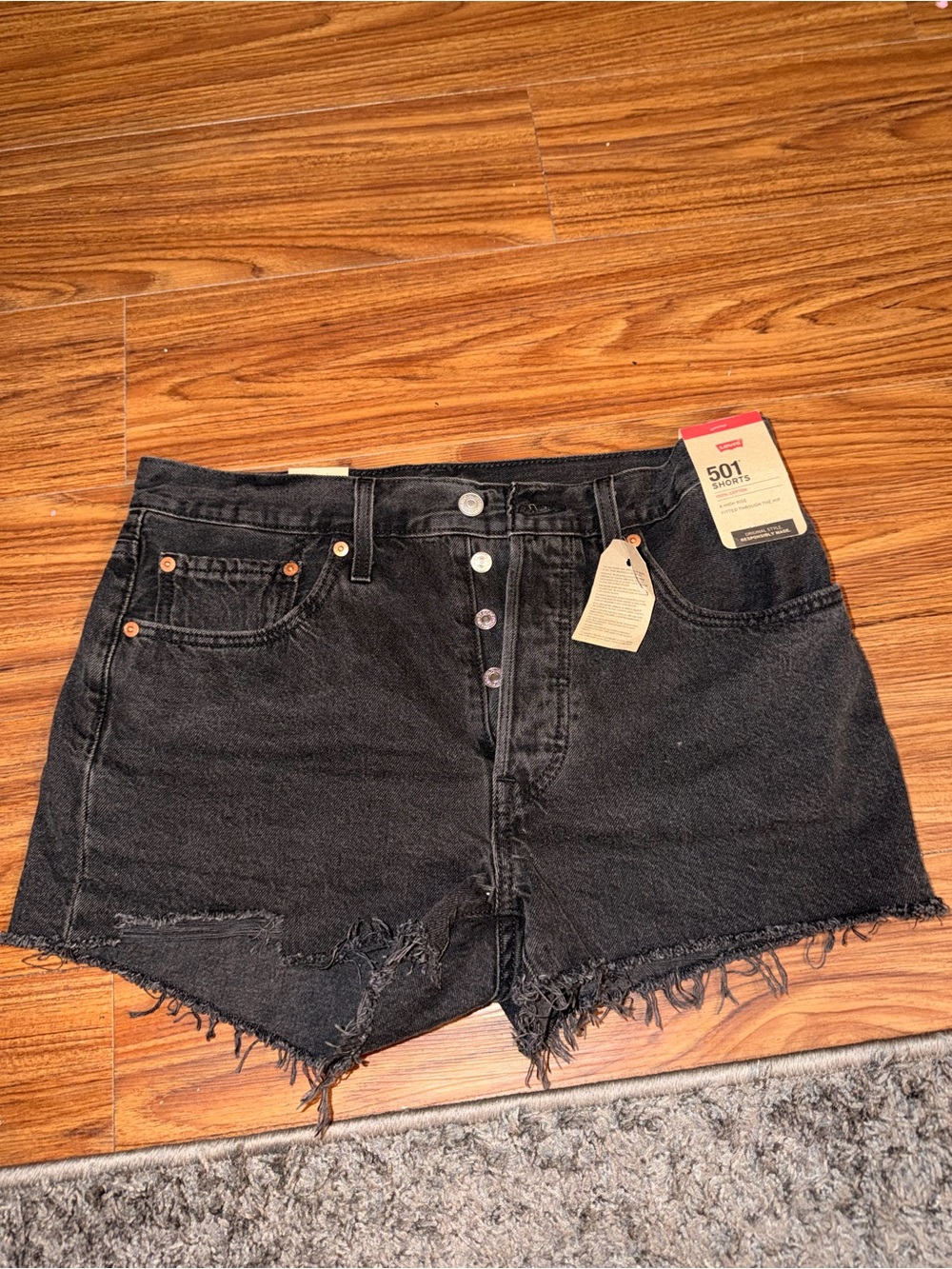 Levi's Black Distressed 501 High-Rise Jean Shorts